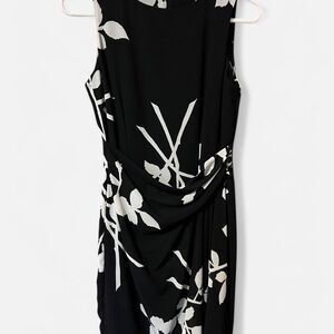 Vintage Y2K David Warren New York‎ Women's Black and Cream Floral Dress size 4